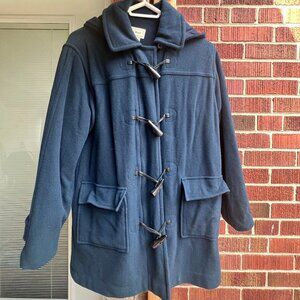 L.L.Bean Navy Blue Hooded Women's Wool Coat